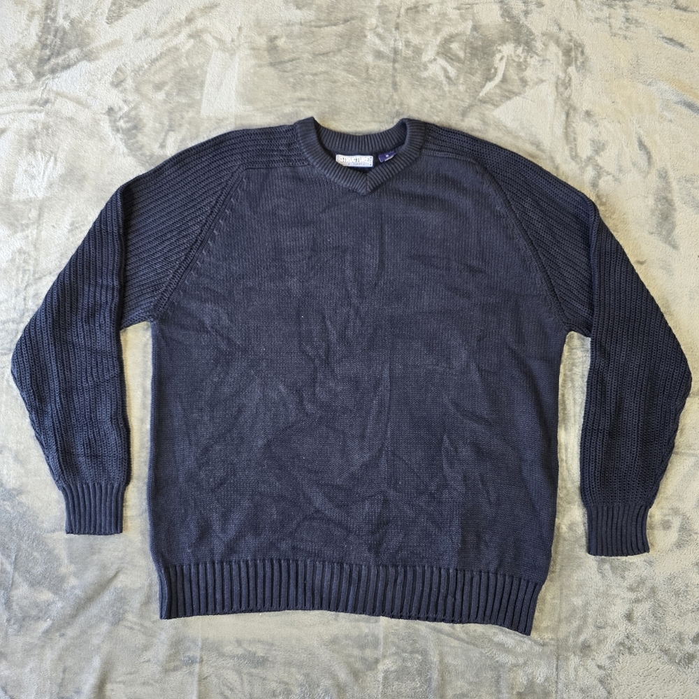 Vintage Y2K Structure Knit Sweater Size Medium Navy